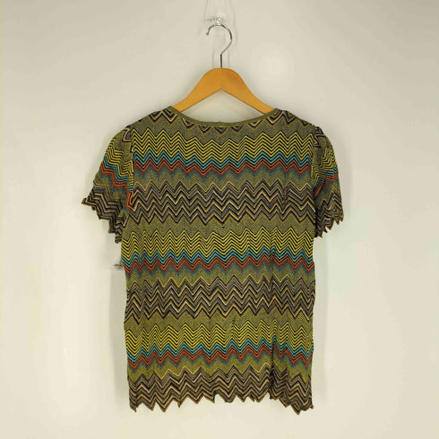 ミッソーニ MISSONI 90s イタリア製 ジオメティック 幾何学 ラメ Uネックニット レディース